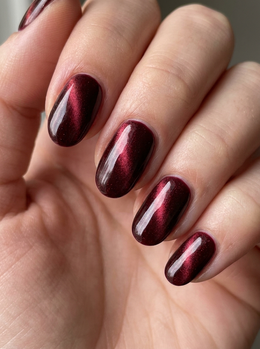 Dark Red Cat Eye Nails als Dunkelrote Nägel Ideen Inspiration 2026